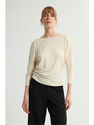 Love My Body Degaje Yaka Örme Bluz Vanilya 115L9751000