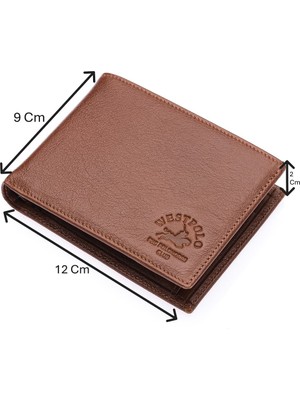 Westpolo Vidar Hakiki Deri Kağıt Para ve Bozuk Para Bölmeli Erkek Cüzdanı - Taba