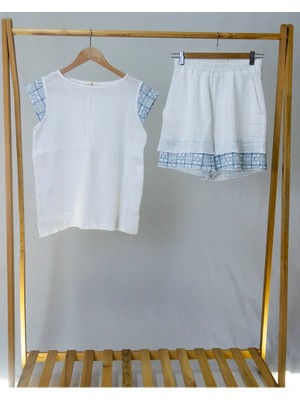 Mimiko Süper Hafif %100 Pamuk 2 Katlı Müslin | Şort - Tişört | Ikili Takım | Pijama | Gots Sertifikalı