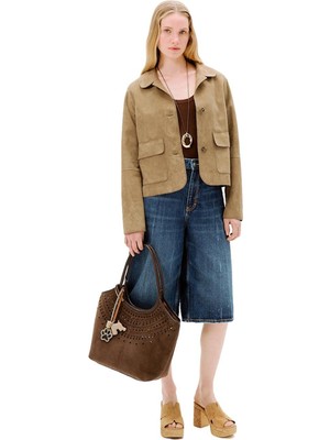 Desa Limited Edition Kadın Vizon Süet Kısa Ceket