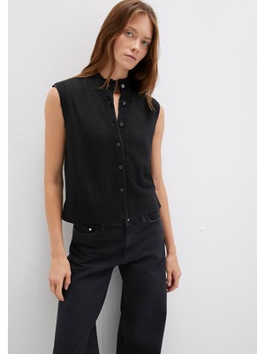 Mavi Yün Karışımlı Siyah Yelek 1710791-900