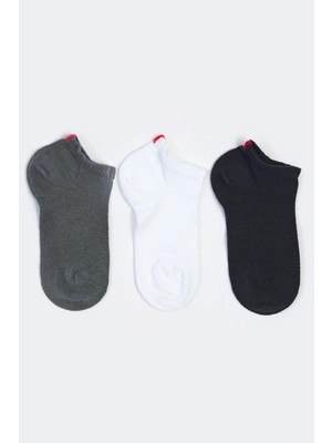 Katia & Bony Run 3 lü Erkek Basic Patik Çorap Siyah/Beyaz/Gri