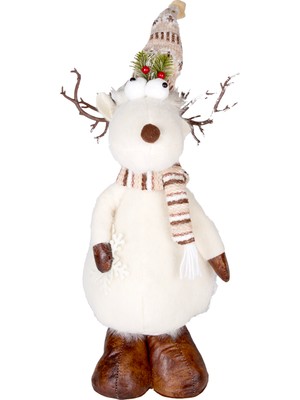 Herdekora Yılbaşı Süsü, Geyik Figürü, Beyaz - 22X68 cm