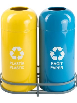 Nil Banyo Üstüner Geri Dönüşüm Kutusu 2li Ø30*66CM GEN:64CM