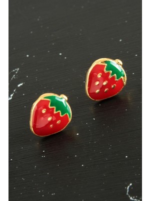 Zero Sptrns Çilek Mineli Minik Küpe-Kırmızı