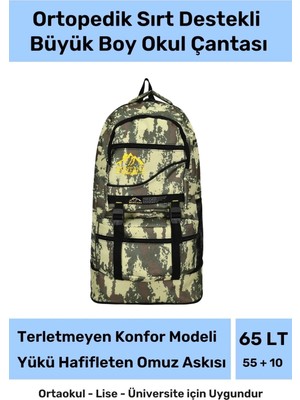 Enenstyle Büyük Boy Ortopedik & Terletmeyen Konfor Modeli Çok Gözlü Bölmeli Lise Ortaokul Okul Sırt Çantası