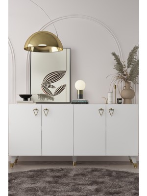 Demonte Decor 8199-1DD KB150 Konsol, Tv Ünitesi Beyaz-Altın