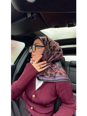 Armine 2025 Desenli Saf Ipek Twill Eşarp 9421 - 86