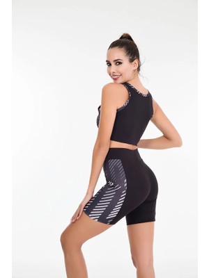 Nightlove Lady Siyah Gri Şortlu Sporcu Takım