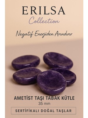 Erilsa Sertifikalı Ametist Taşı Kase Kütle 35 mm - Doğal Negatif Enerjiden Arındıran Taş