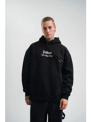 Rawea Fashion Üç Iplik Kapşonlu Dijital Patchli Sweatshirt - Siyah