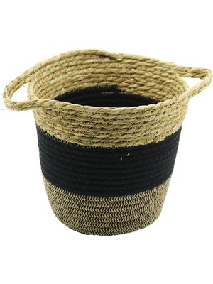 Mayf 2ın1=ip Örgülü - Hasırçift Kulplu Sepet - Organizer Ç-TABAN:17CM--AĞIZ:24CM - Y: 22CM (5332)