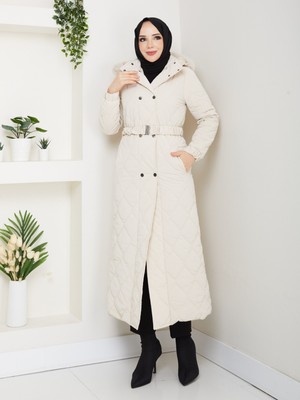 Kadın Ince Dolgulu Uzun Nova Kumaş Çıt Çıtlı Mont Kaban 1174