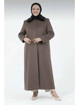 Glr & Gym Bengül Kadın Büyük Beden Astarlı Tesettür Kaşe Manto