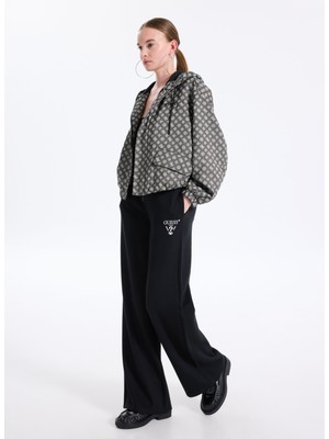 Guess Ekru Kadın Rahat Logo Baskılı Eşofman Altı Roberta