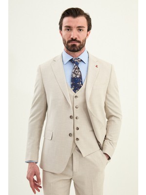 MCR Dokulu Slim Fit Mono Yaka Erkek Takım Elbise