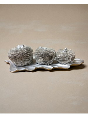 Gitti Gitti 3\'lü Kristal Taşlı Elma Dekor Seti Silver