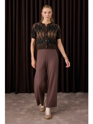 Fitilli Triko Pantolon Kahve