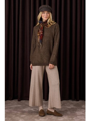 Fitilli Triko Pantolon Açık Vizon