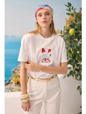 HE-QA Baskılı Basic Tişört Summer
