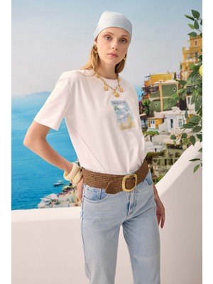HE-QA Baskılı Basic Tişört Holiday
