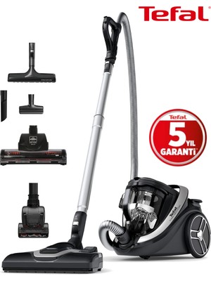 Tefal 5 Yıl Garantili Sessiz ve Yüksek Çekim Gücüne Sahip 900W Toz Torbasız Elektrikli Süpürge + Turbo Başlık , Evcil Hayvan Tüy Toplayıcı Başlık Parke ve Kenar