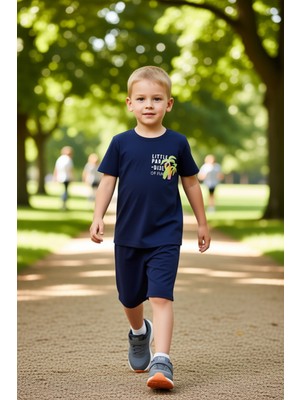 PayBuy Erkek Çocuk Pamuklu Bisiklet Yaka Kısa Kollu T Shirt ve Şort Takımı Kaliteli Şık Rahat