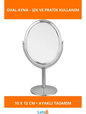 Letsii Ayaklı Oval Ayna 10X12 cm Modern Tasarım