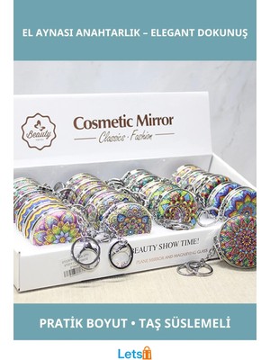 Letsii Şık Taşlı El Aynası Anahtarlık 6