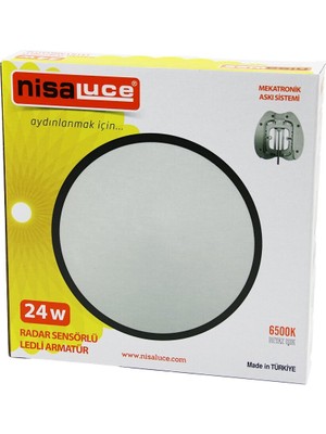 Vanch NİSALUCE EAMP-106/B 24W RADAR SENSÖRLÜ LEDLİ ARMATÜR BEYAZ ÇERÇEVE MEKATRONİK ASKI SİSTEMİ 6500K - 2160Lm (5264)
