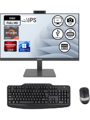 Axer AM27R7 AMD R7 6800H 8GBDDR5-512GBSSD 27" Win11Pro AIO Masaüstü Bilgisayar