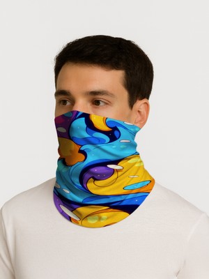 Buffed Bubble Boyunluk Bandana Maske Mavi Desenli Nefes Alabilir Kumaş Dış Mekan Kullanımı İçin