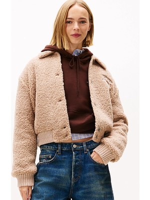 Tommy Hilfiger Tjw Kürk Dokulu Kolej Stili Kadın Kahverengi Ceket DW0DW21666GUQ