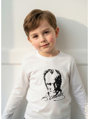 Kumrunun Dünyası Uzun Kollu Atatürk Baskılı Unisex Çocuk Tişört T-Shirt Body