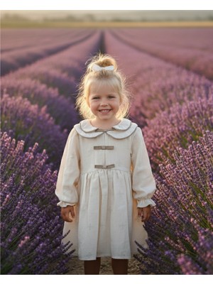 Şimo Butik Kız Bebek Çocuk Elbise Otantik Keten Müslin %100 Pamuk Astarlı Tarz Tasarım Çok Şık