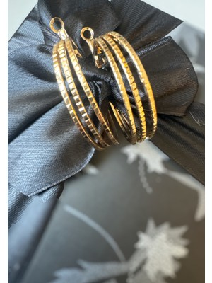 Aleda Çelik Gold Üçlü Halka Küpe