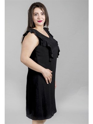 Myline Önü Volanlı Kolsuz Elbise