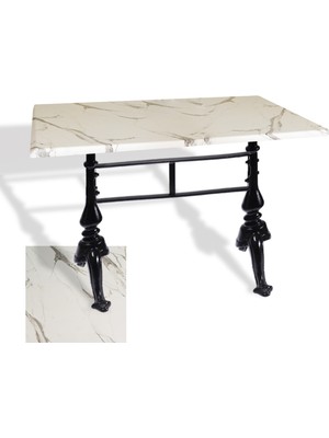 Dockers Çipa 3001 Dekoratif Döküm Ayak Masa 70X120 cm - (Werzalit, Wermodin ve Allzalit Tabla) - Afyon Mermer