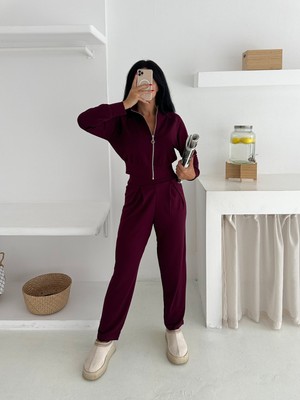 Kadın Eşofman Takımı - Günlük Takım - Geniş Manşetli Fermuarlı Alt Üst Takım