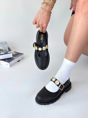 Femina Trendy Okira Siyah Cilt Oxford Ayakkabı