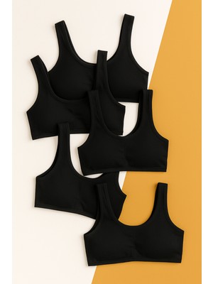 Bony Socks Kız Çocuk 5 li Paket Büstiyer Kalın Askılı Siyah