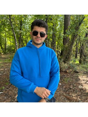 My Butik Erkek 3 Iplik Basic Oversize Kanguru Cepli Kapüşonlu Sweatshirt