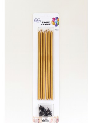 Çubuk Mum 20 cm Gold Uzun Pasta Mumu 6 Adt
