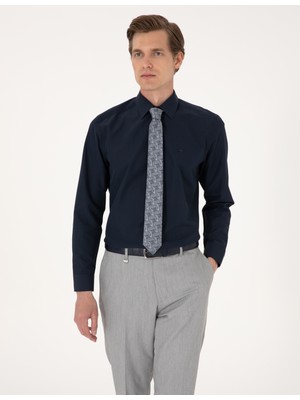Pierre Cardin Erkek Lacivert Regular Fit Uzun Kollu Basic Gömlek 50316742-VR033