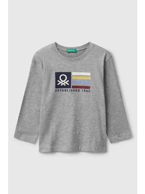 United Colors Of Benetton Erkek Çocuk Uzun Kol Tshirt 10JZ 1/6 Yaş