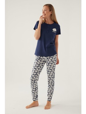 Arnetta Düğmeli Yaka Cepli Kadın Pijama Takımı, %100 Pamuklu Pijama Takımı