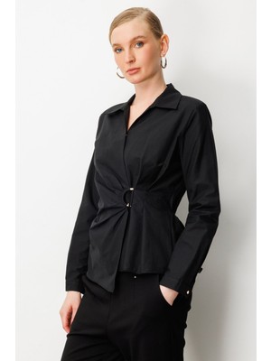 Faik Sönmez Kruvaze Yaka Önü Tokalı Bluz Ekol