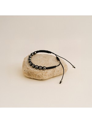 Tuffy Design Hematit Doğal Taş Makrome Örgülü Bileklik