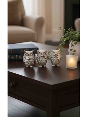 Curcuna Hediyelik 3 Lü Baykuş Polyester Biblo