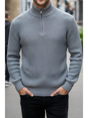 Oksit Nex Yarım Fermuarlı Dik Yaka Kalın Erkek Kazak